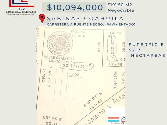 #120 - Terreno para Venta en Sabinas - CH