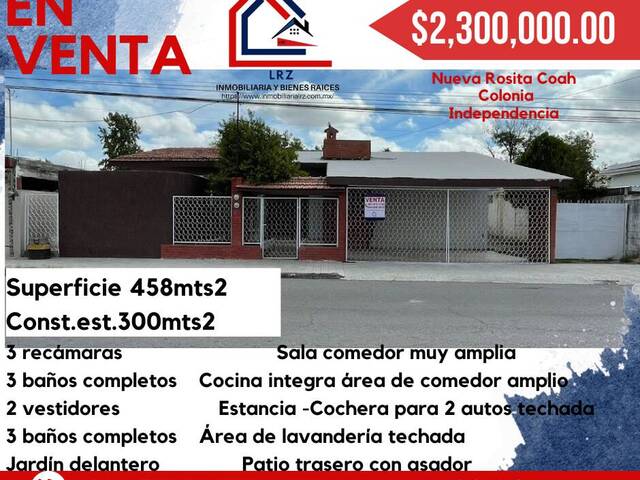 #273 - casa para Venta en San Juan de Sabinas - CH - 1