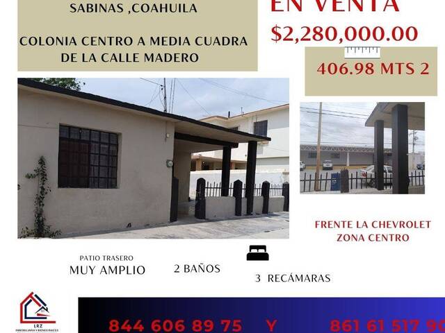 #281 - CASA-HABITACIÓN para Venta en Sabinas - CH - 1