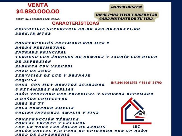 #290 - CASA DE CAMPO/GRANJA para Venta en Sabinas - CH - 3